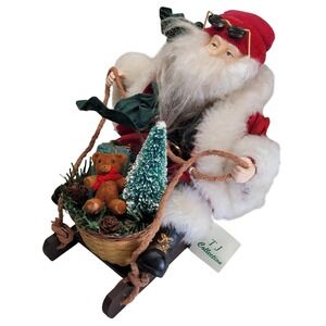 TJ Collection Santa Claus Figurine‎ Red Sledding Holiday Decor 1996 Vintage